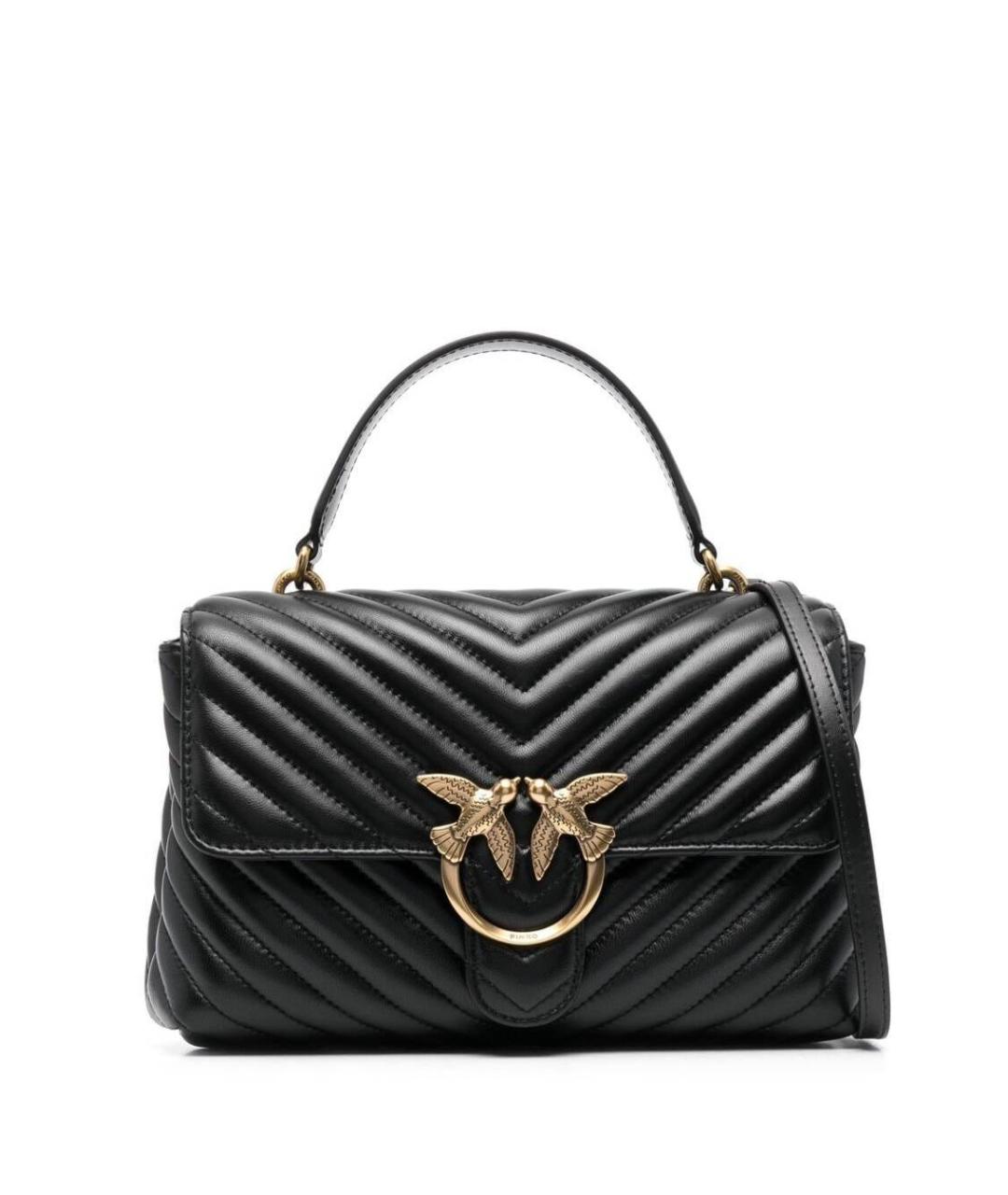 PINKO Черная кожаная сумка с короткими ручками, фото 1