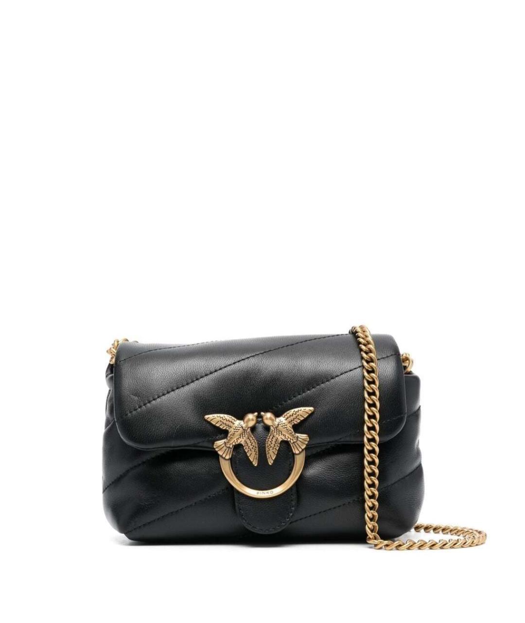 PINKO Черная кожаная сумка через плечо, фото 1