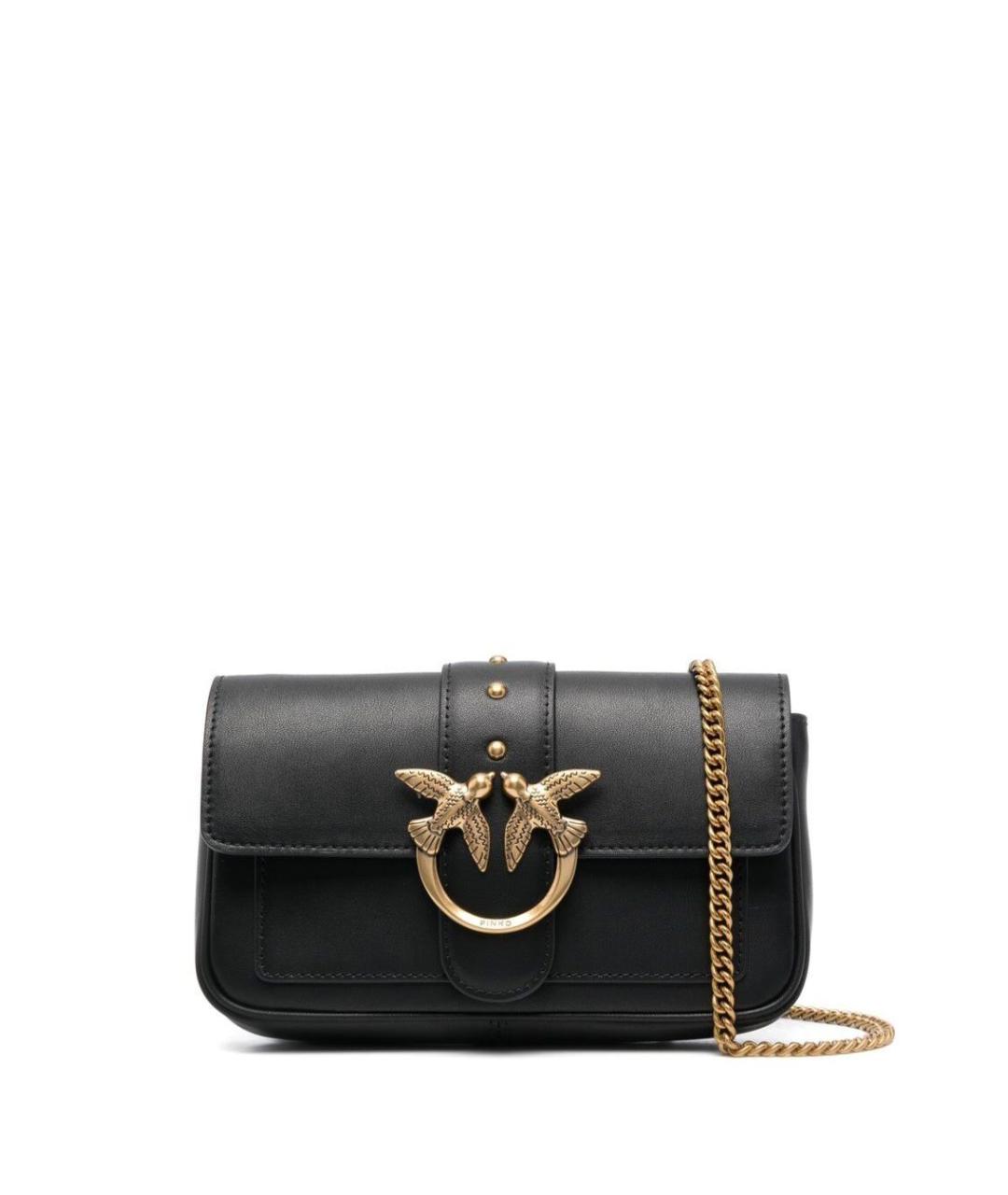 PINKO Черная кожаная сумка через плечо, фото 1