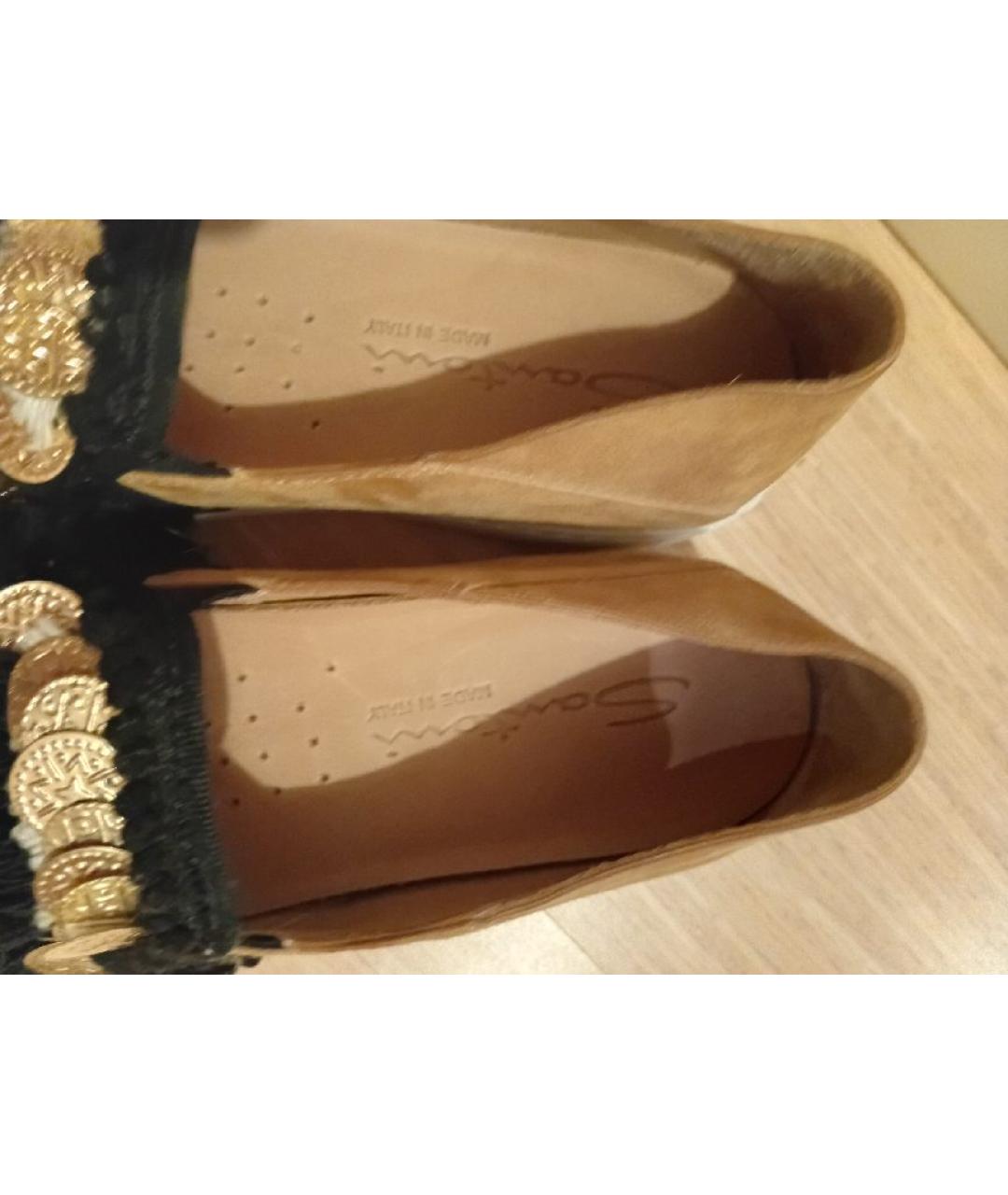 SANTONI Бежевые замшевые мокасины, фото 7