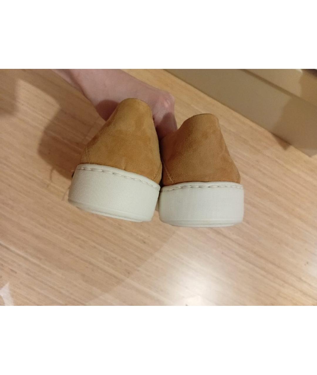 SANTONI Бежевые замшевые мокасины, фото 4