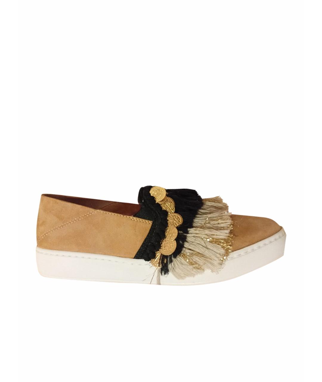 SANTONI Бежевые замшевые мокасины, фото 1