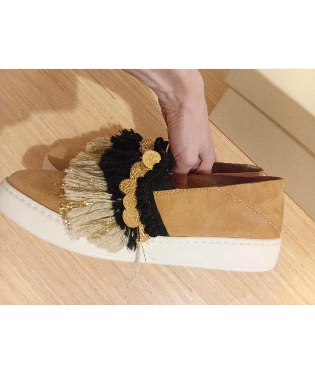 SANTONI Бежевые замшевые мокасины, фото 8