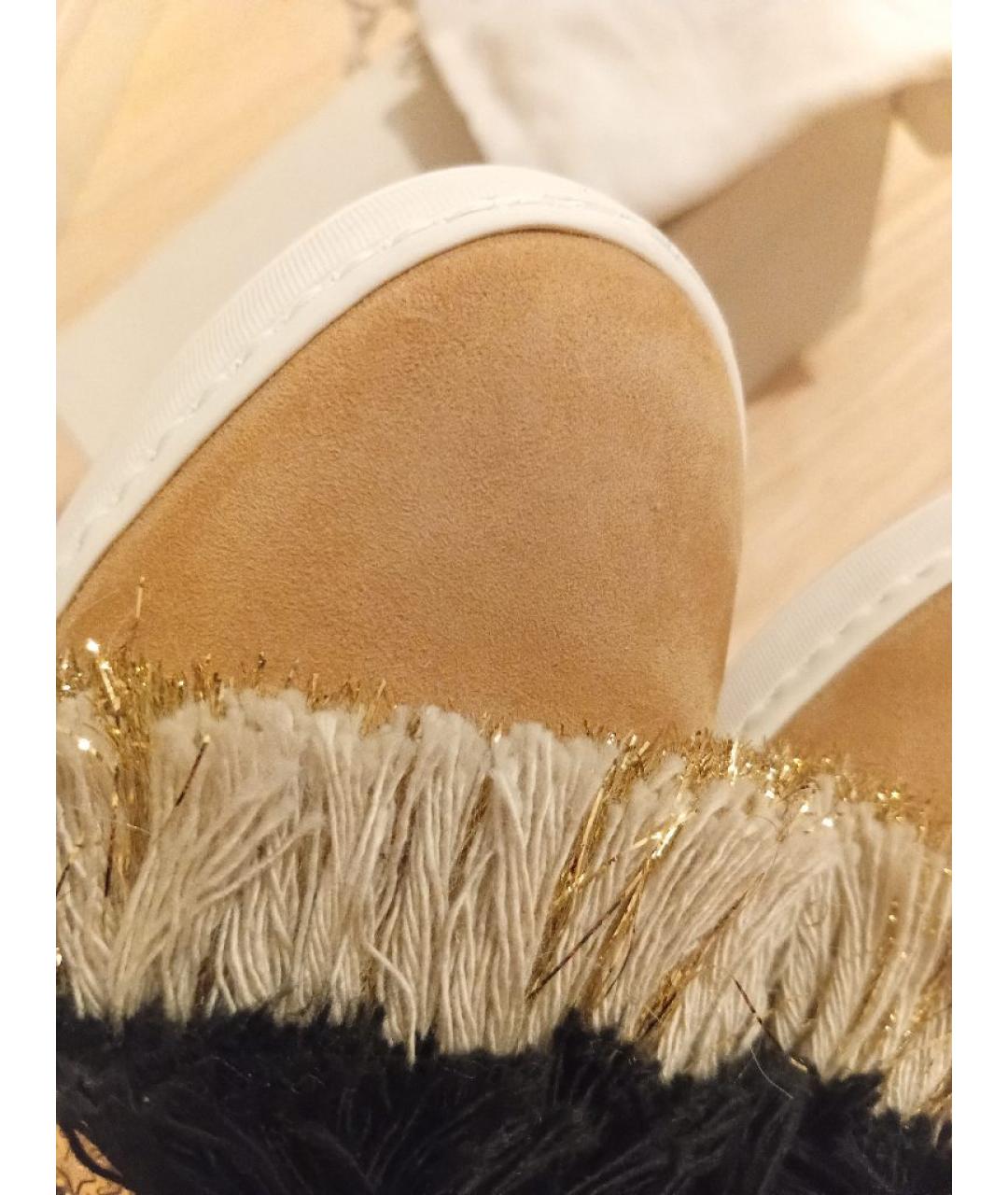 SANTONI Бежевые замшевые мокасины, фото 6