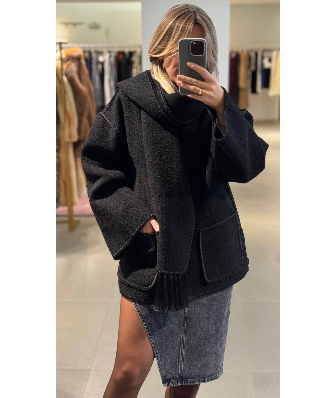 TOTEME Черное шерстяное пальто, фото 8