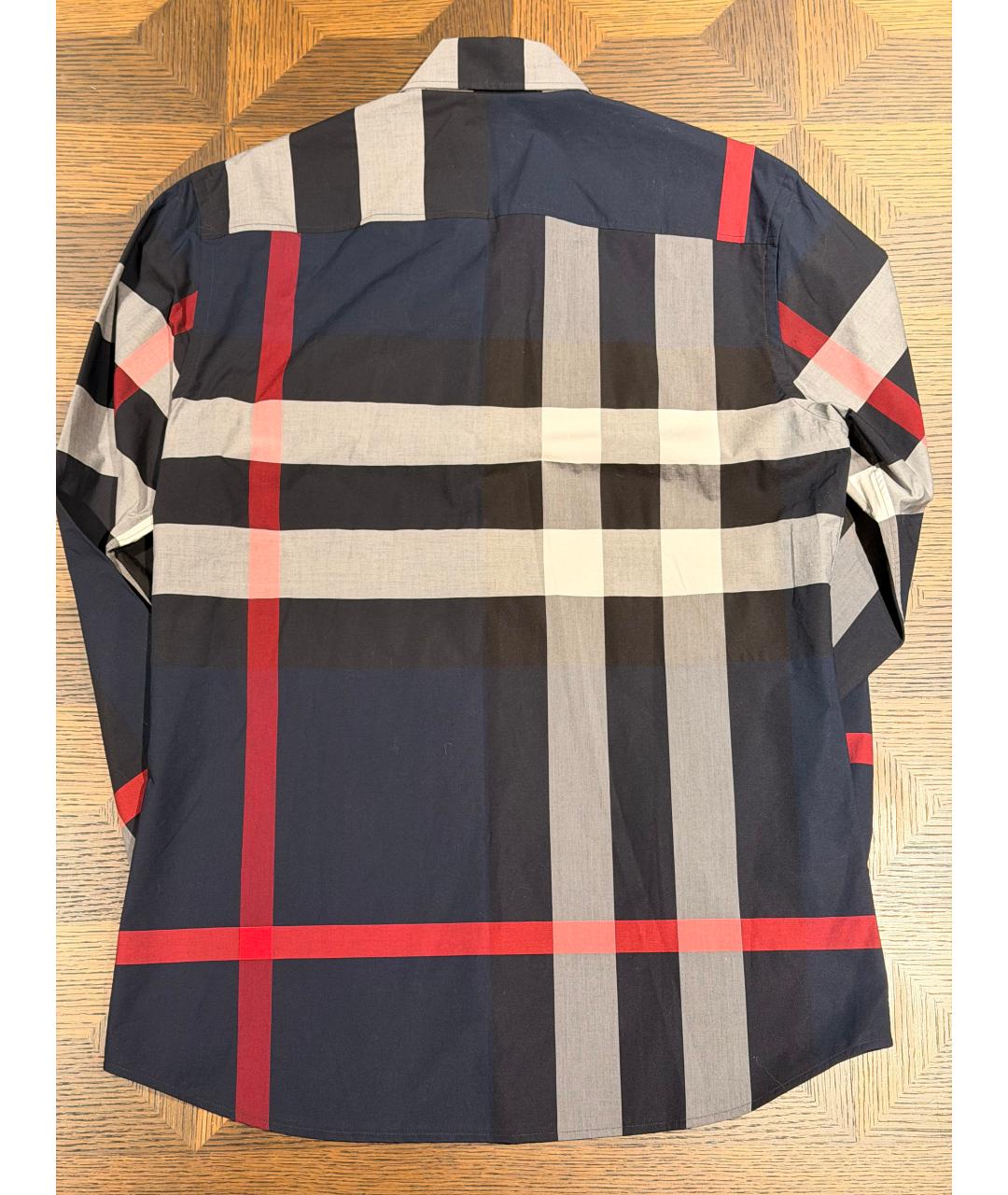 BURBERRY Темно-синяя хлопко-полиэстеровая кэжуал рубашка, фото 2