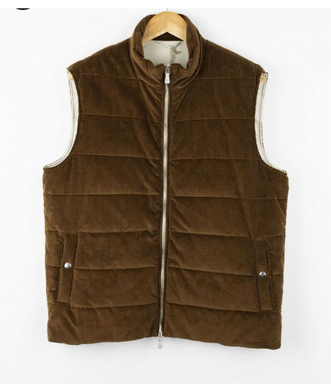 ELEVENTY Коричневый хлопковый жилет, фото 4