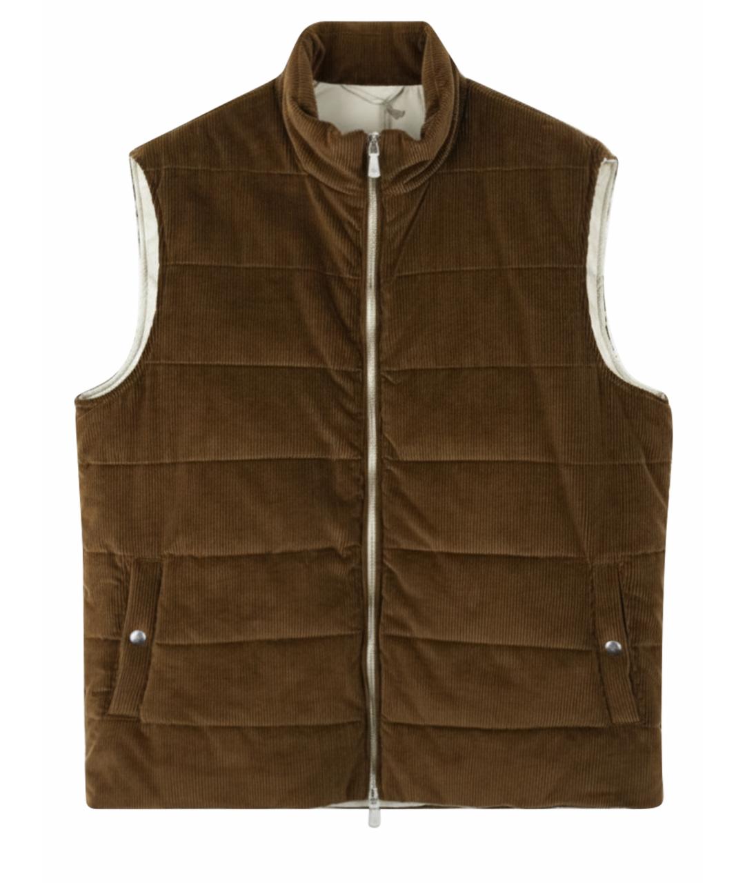 ELEVENTY Коричневый хлопковый жилет, фото 1