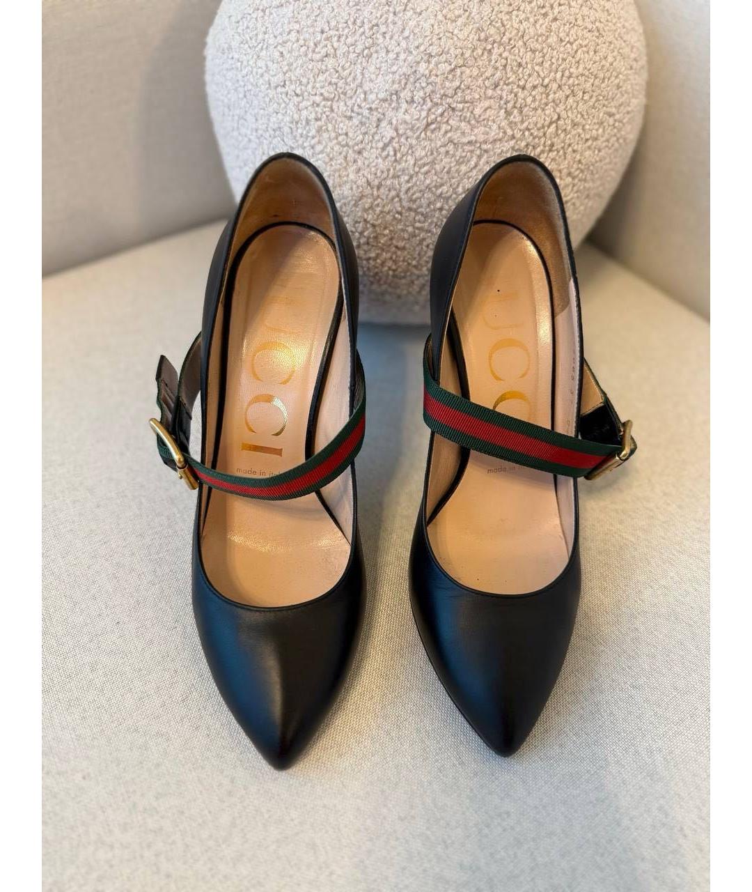 GUCCI Черные кожаные туфли, фото 2