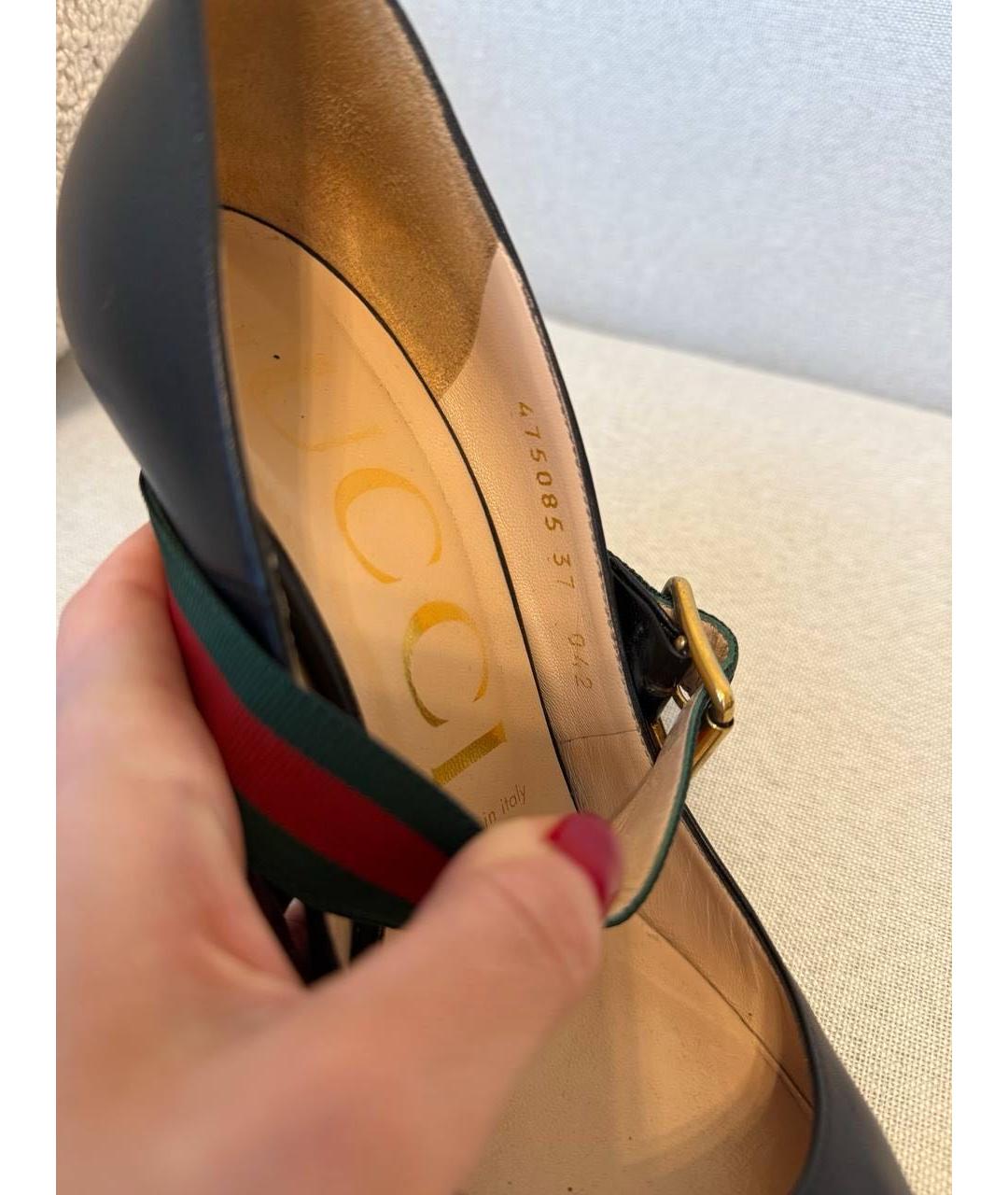 GUCCI Черные кожаные туфли, фото 3