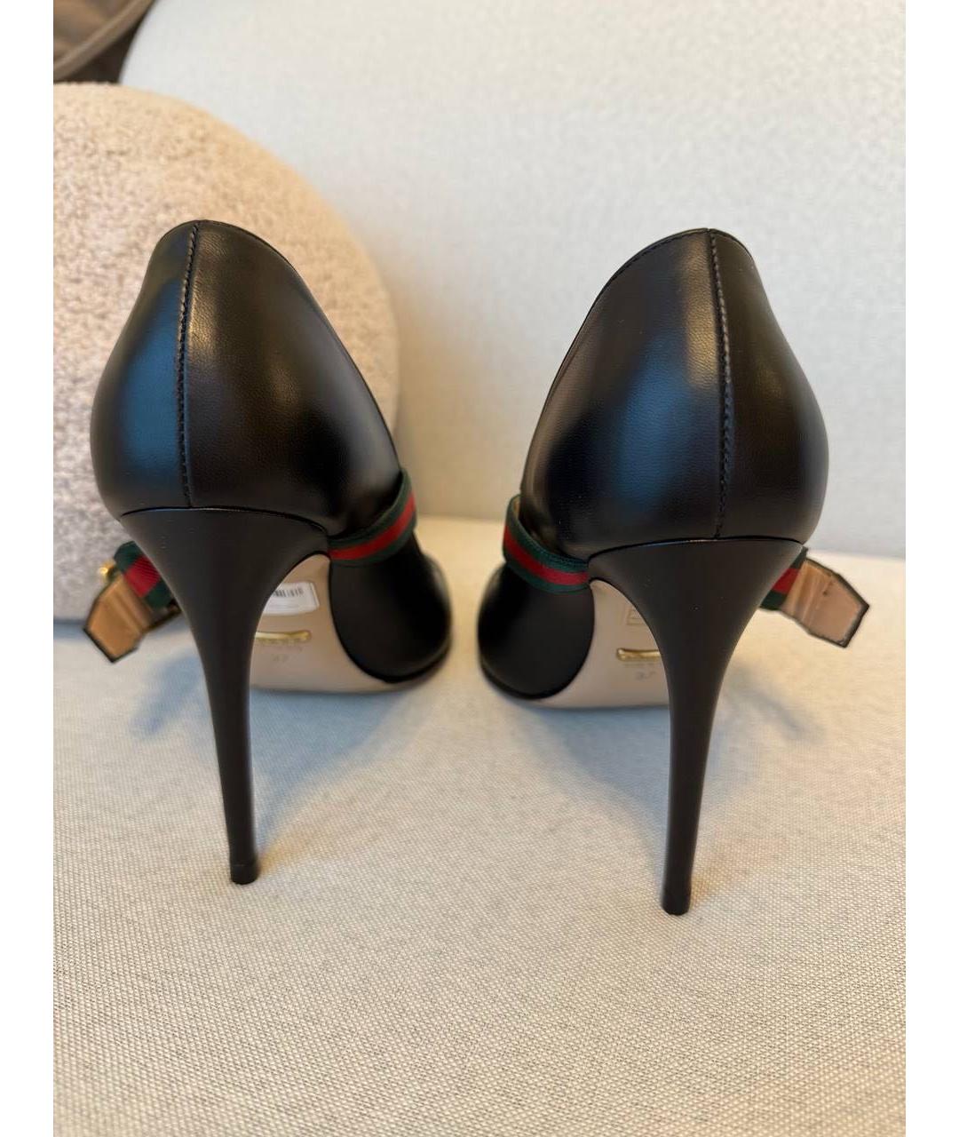 GUCCI Черные кожаные туфли, фото 4