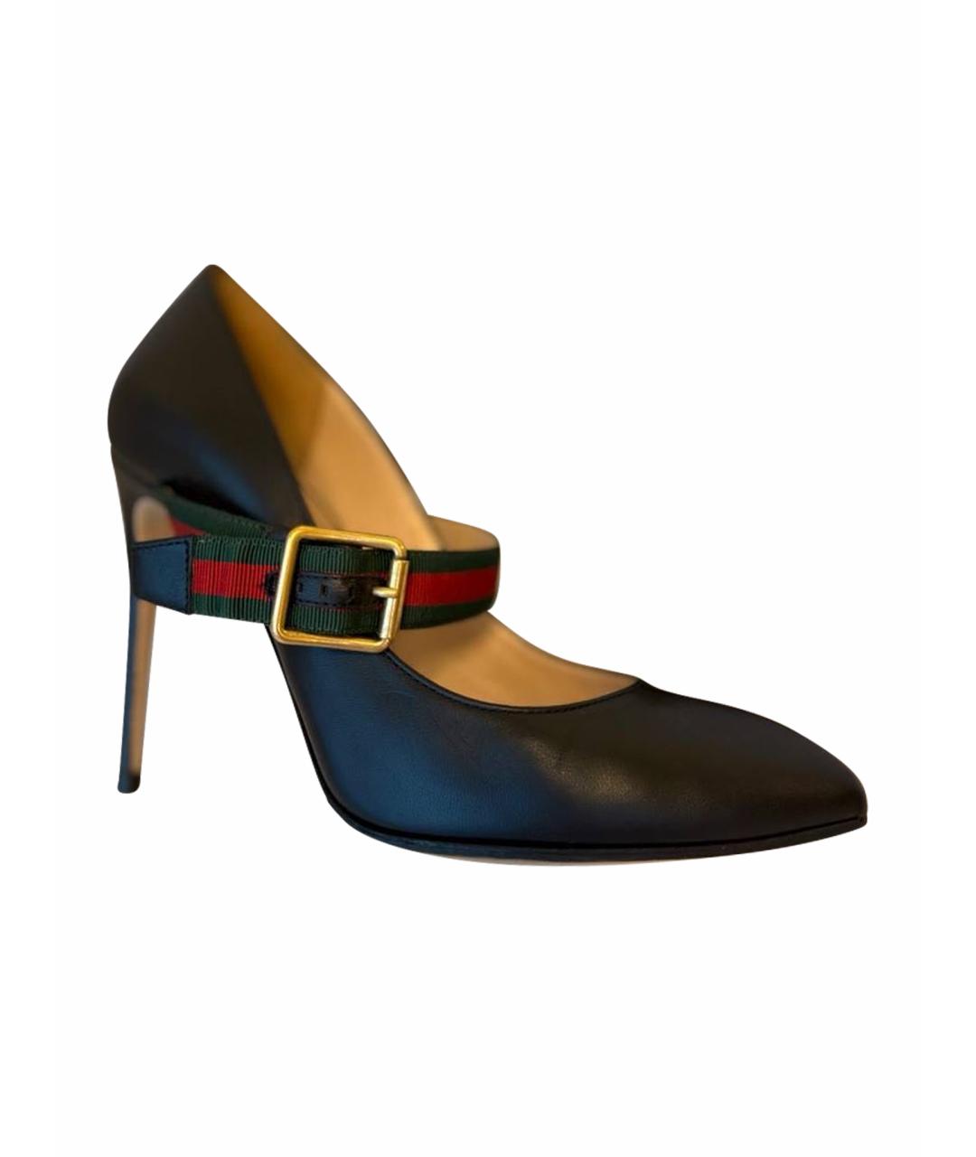 GUCCI Черные кожаные туфли, фото 1