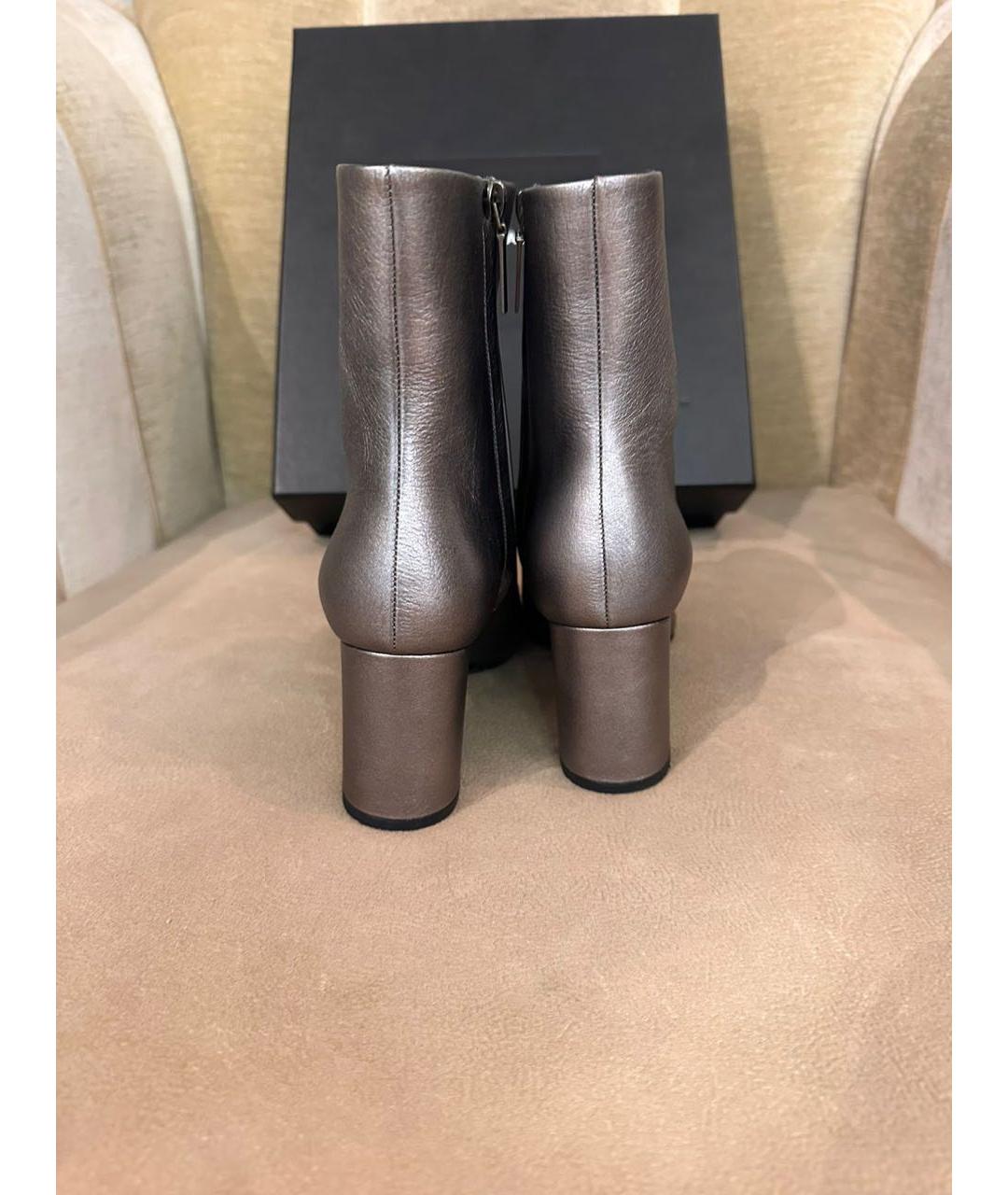 SAINT LAURENT Серебряные кожаные ботильоны, фото 4