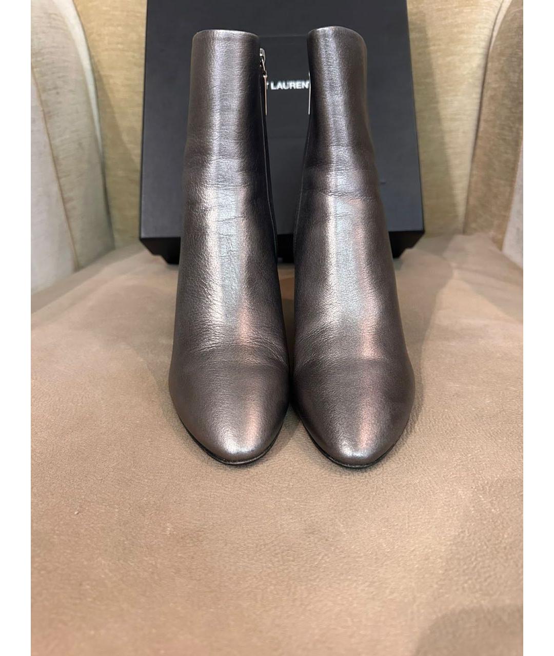 SAINT LAURENT Серебряные кожаные ботильоны, фото 2