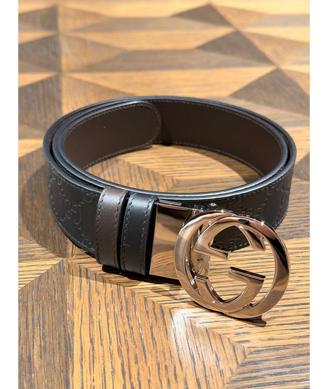 GUCCI Черный кожаный ремень, фото 5