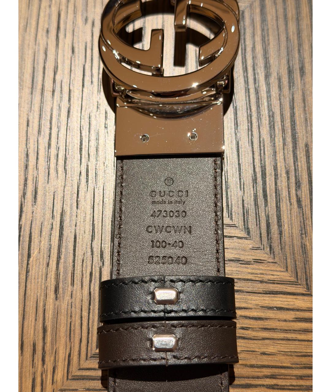 GUCCI Черный кожаный ремень, фото 4