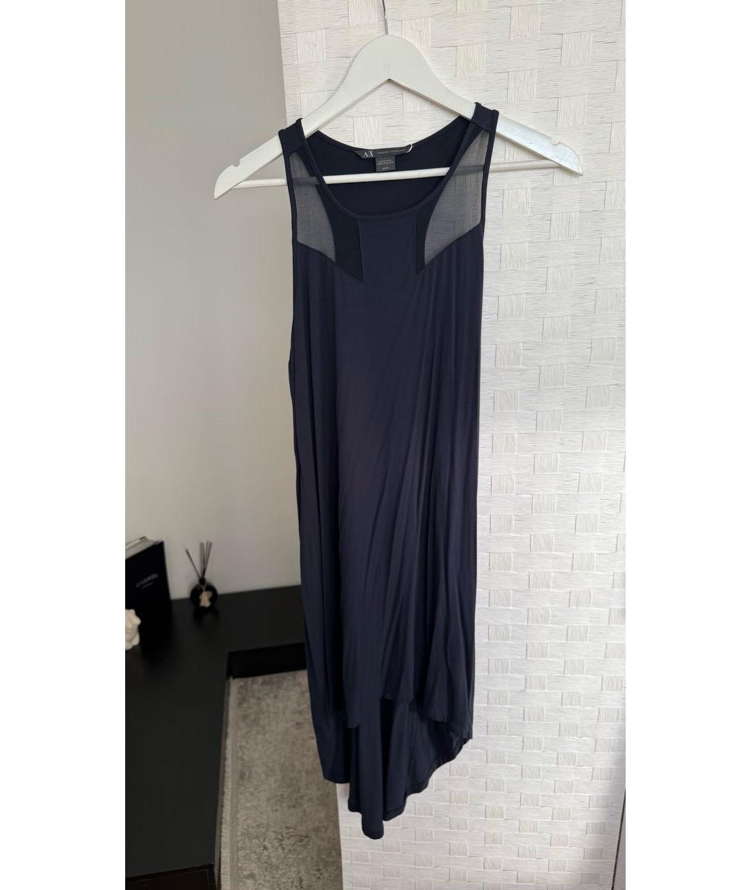 ARMANI EXCHANGE Темно-синее вискозное повседневное платье, фото 5