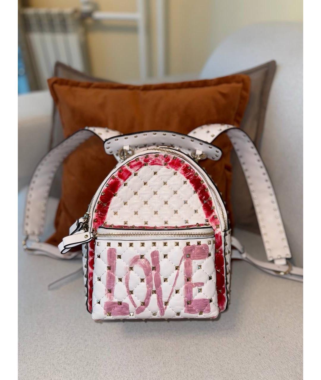 VALENTINO Белый кожаный рюкзак, фото 9