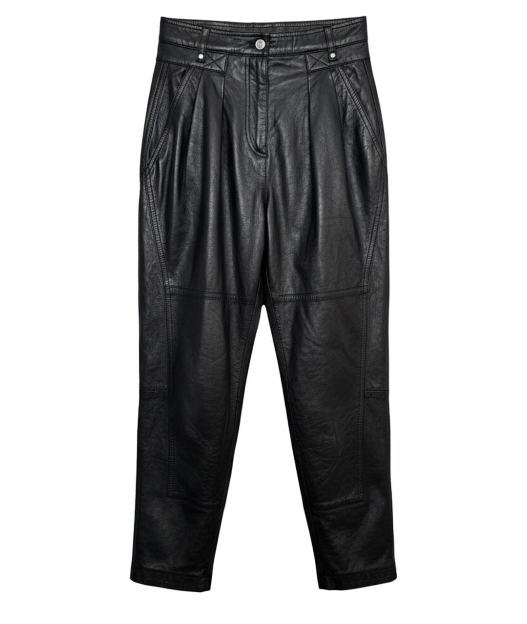 IRO Черные кожаные прямые брюки, фото 1
