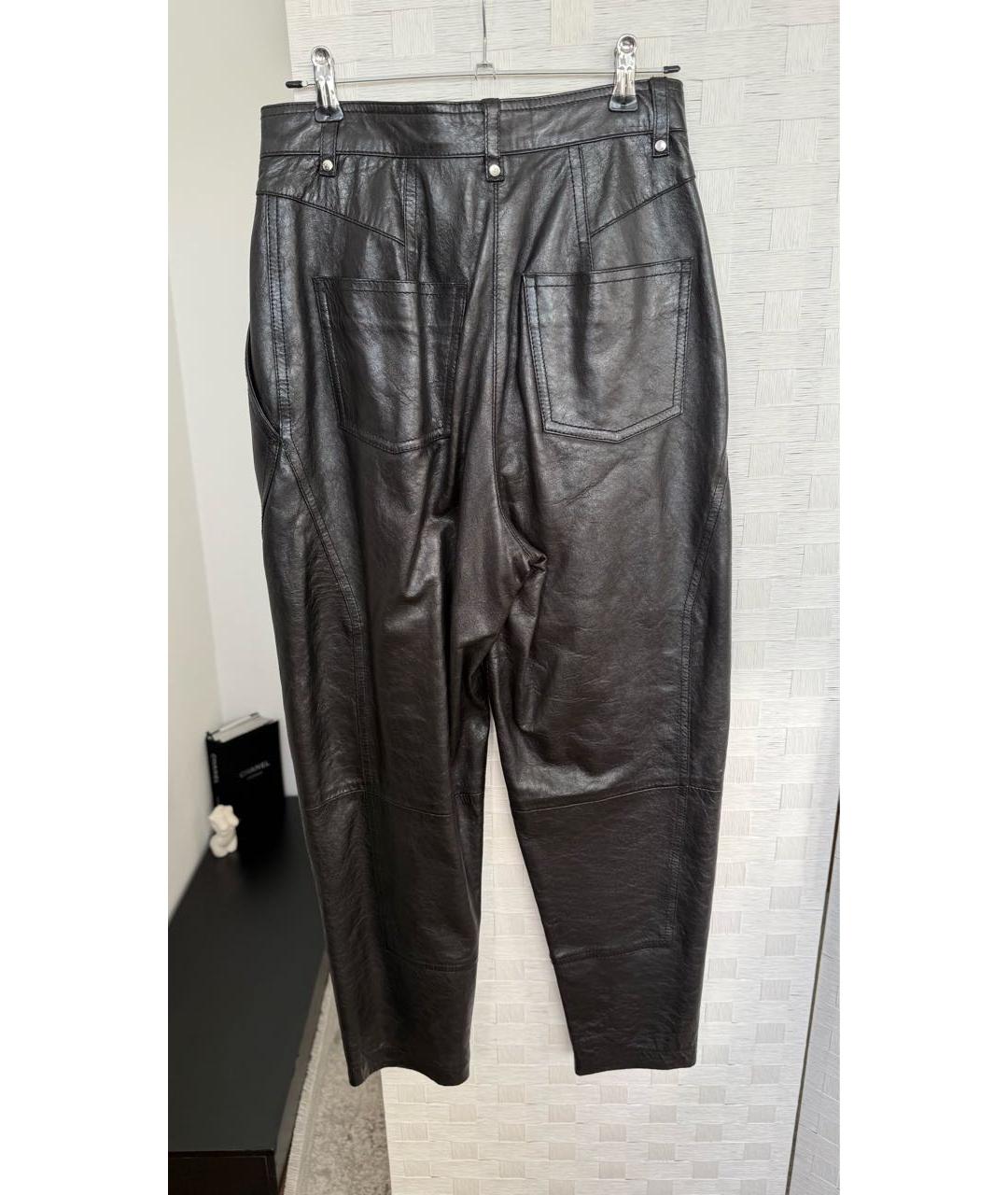 IRO Черные кожаные прямые брюки, фото 2