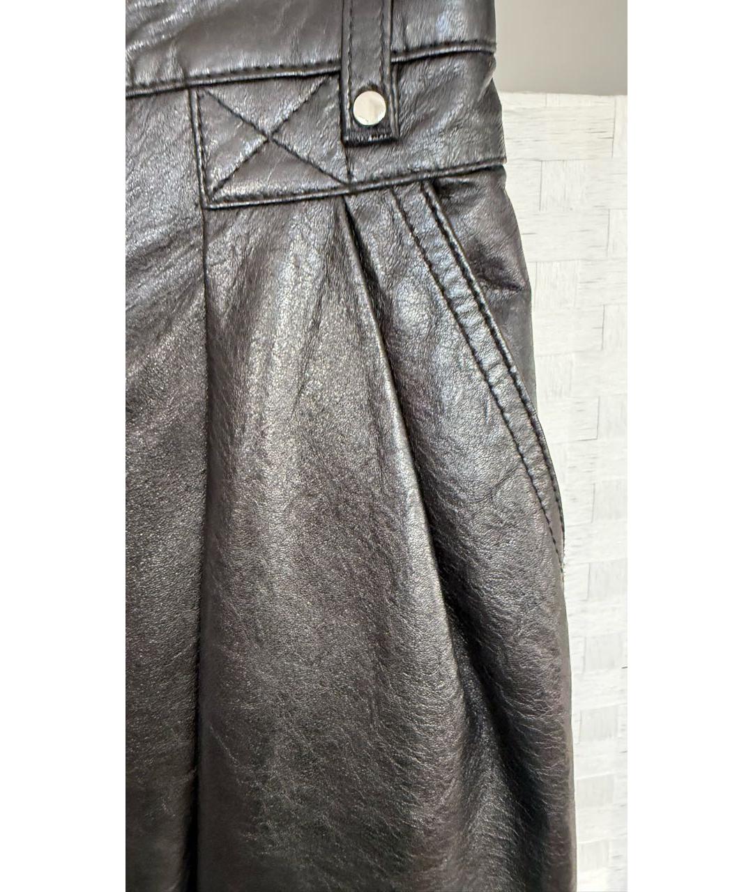 IRO Черные кожаные прямые брюки, фото 3