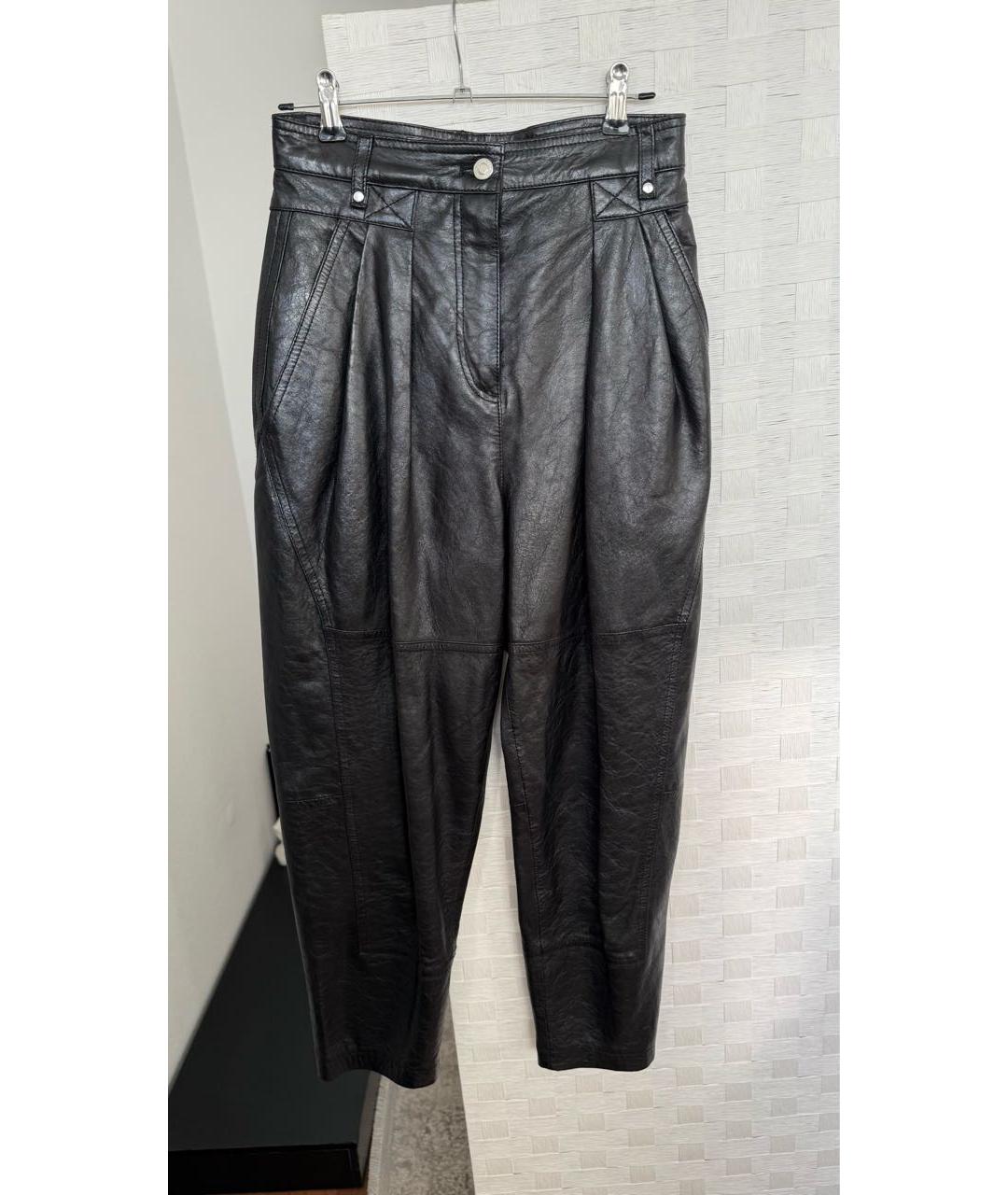 IRO Черные кожаные прямые брюки, фото 5