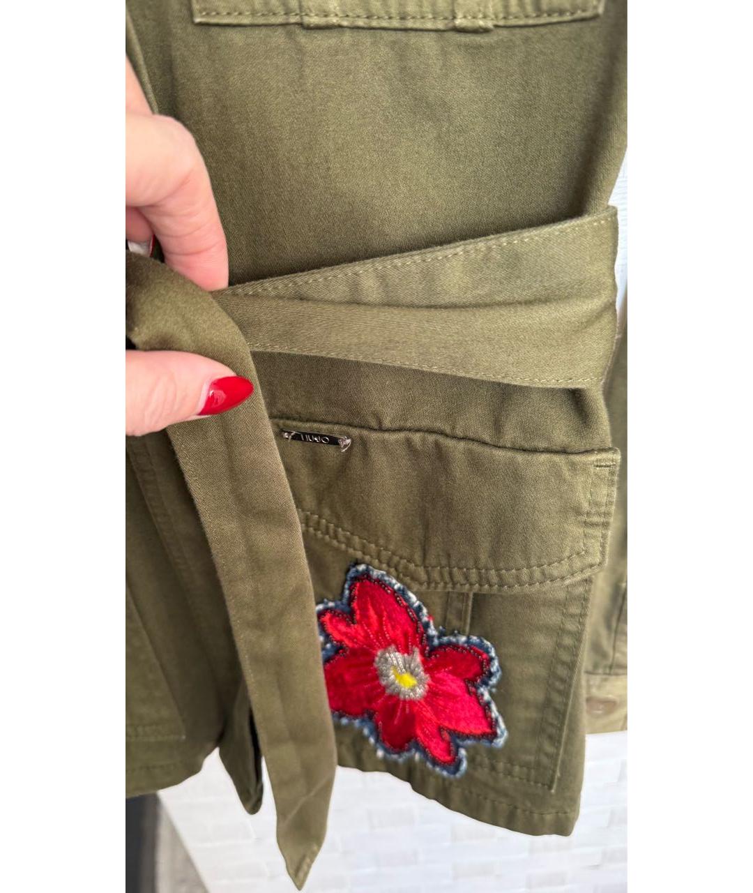 LIU JO Хаки хлопковая куртка, фото 3