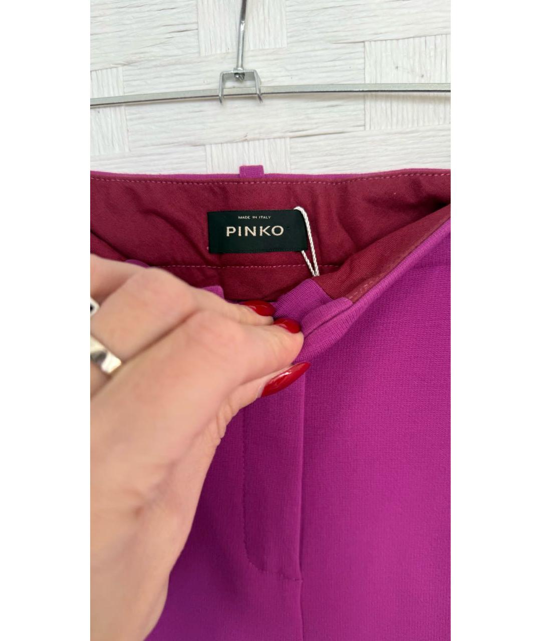 PINKO Фуксия хлопковые прямые брюки, фото 4