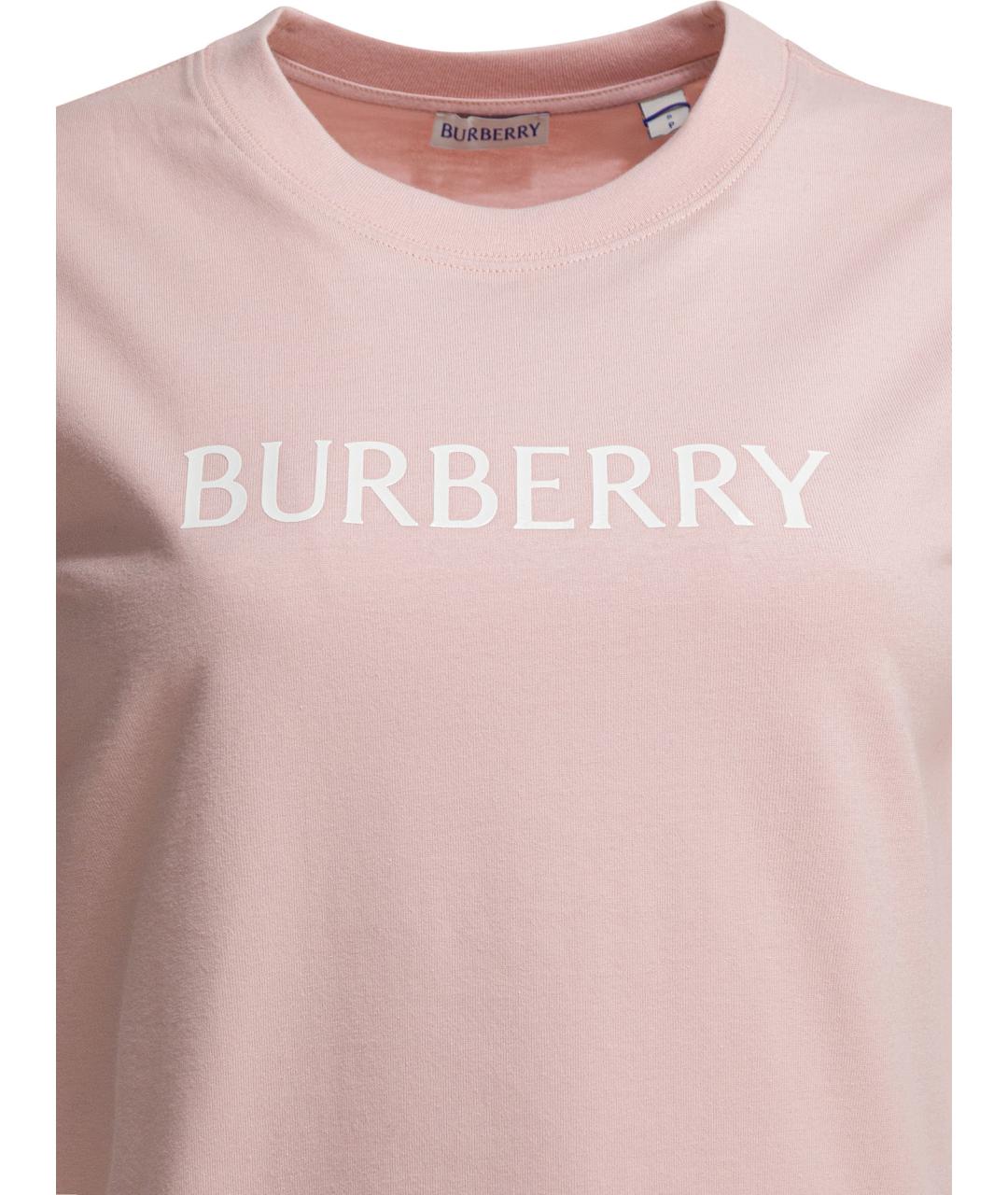 BURBERRY Розовая хлопковая футболка, фото 3
