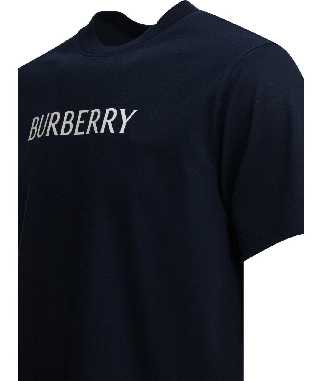 BURBERRY Синяя хлопковая футболка, фото 4