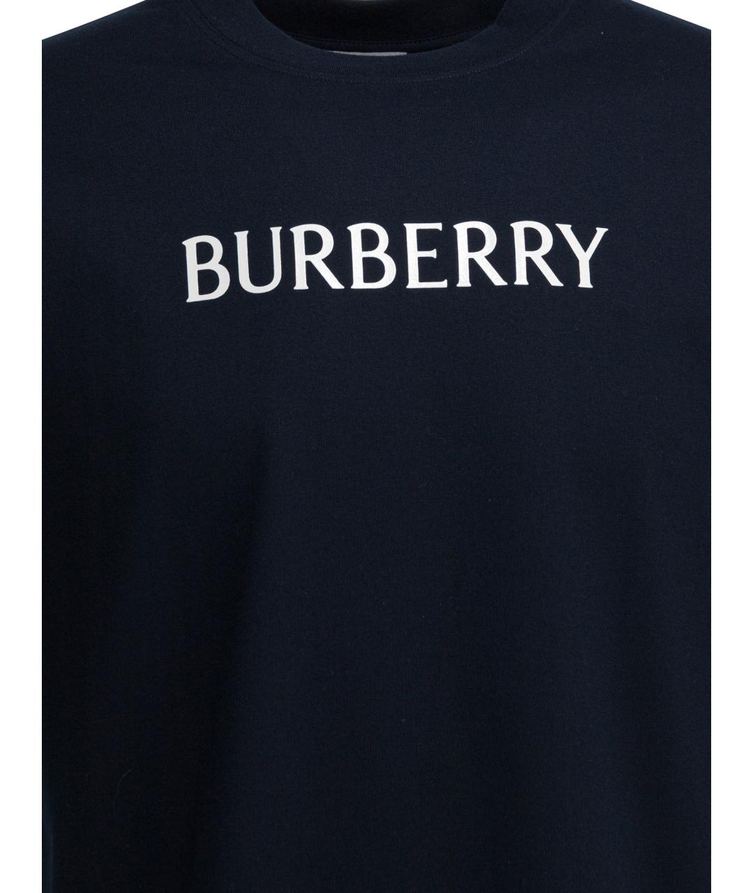 BURBERRY Синяя хлопковая футболка, фото 3