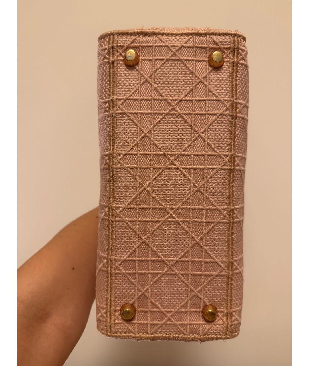 CHRISTIAN DIOR Розовая тканевая сумка с короткими ручками, фото 4