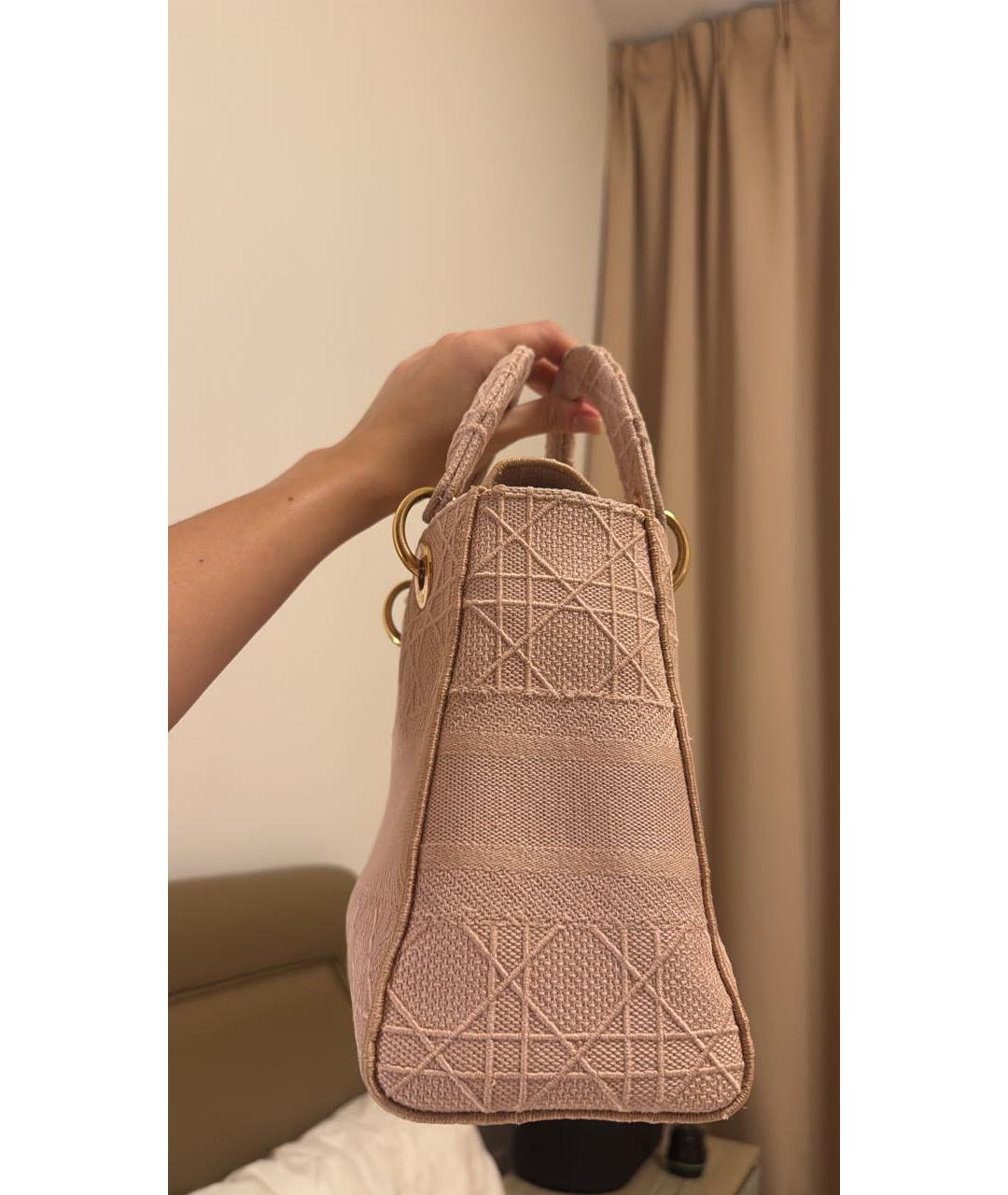 CHRISTIAN DIOR Розовая тканевая сумка с короткими ручками, фото 3