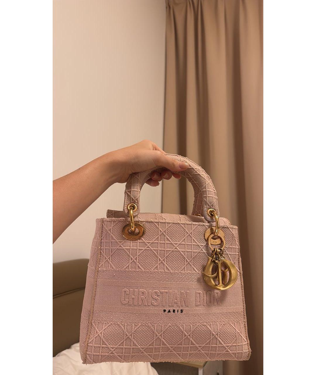 CHRISTIAN DIOR Розовая тканевая сумка с короткими ручками, фото 2