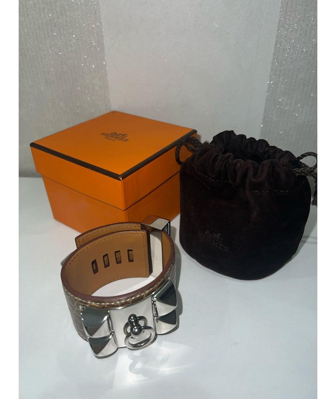 HERMES Коричневый кожаный браслет, фото 2