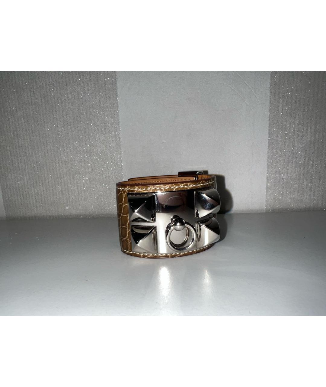 HERMES Коричневый кожаный браслет, фото 4