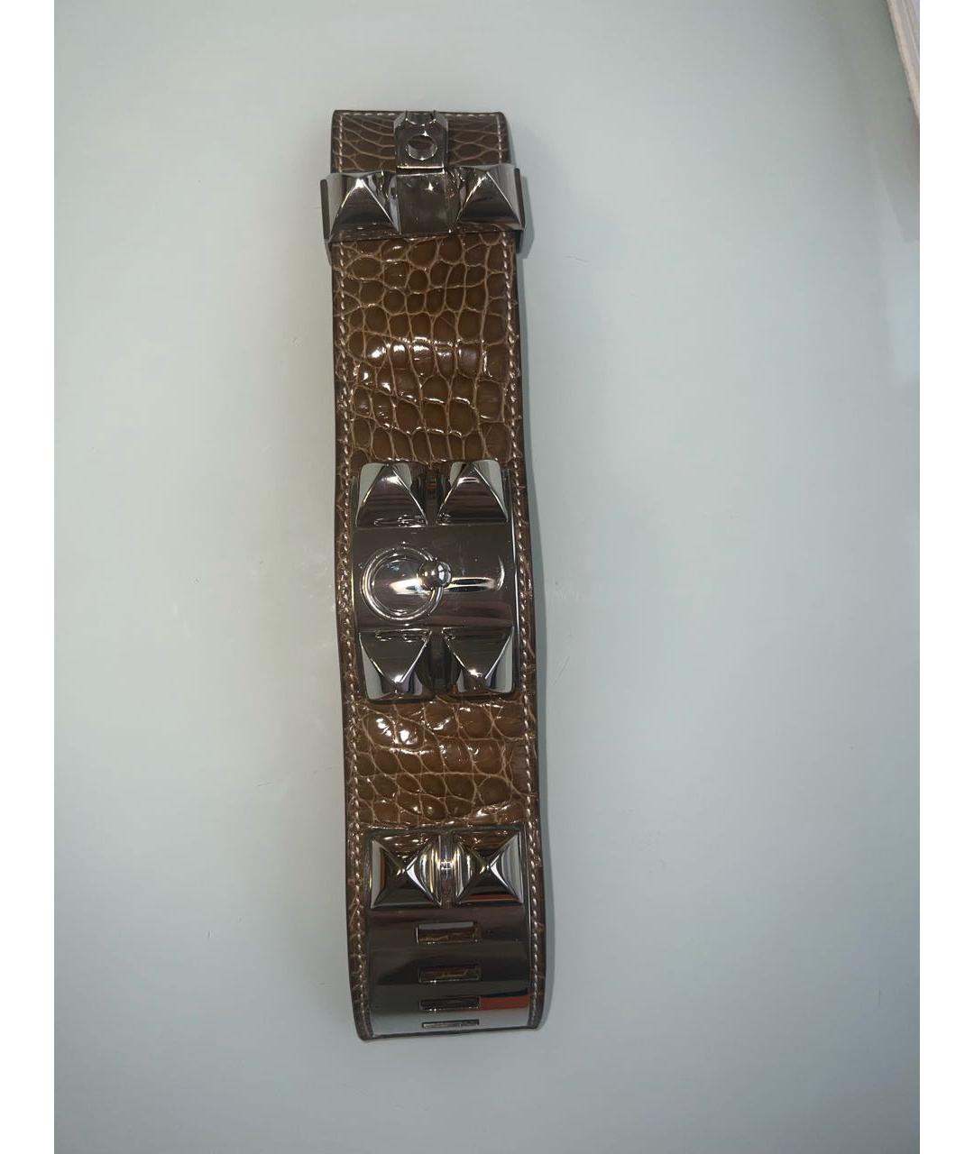 HERMES Коричневый кожаный браслет, фото 5