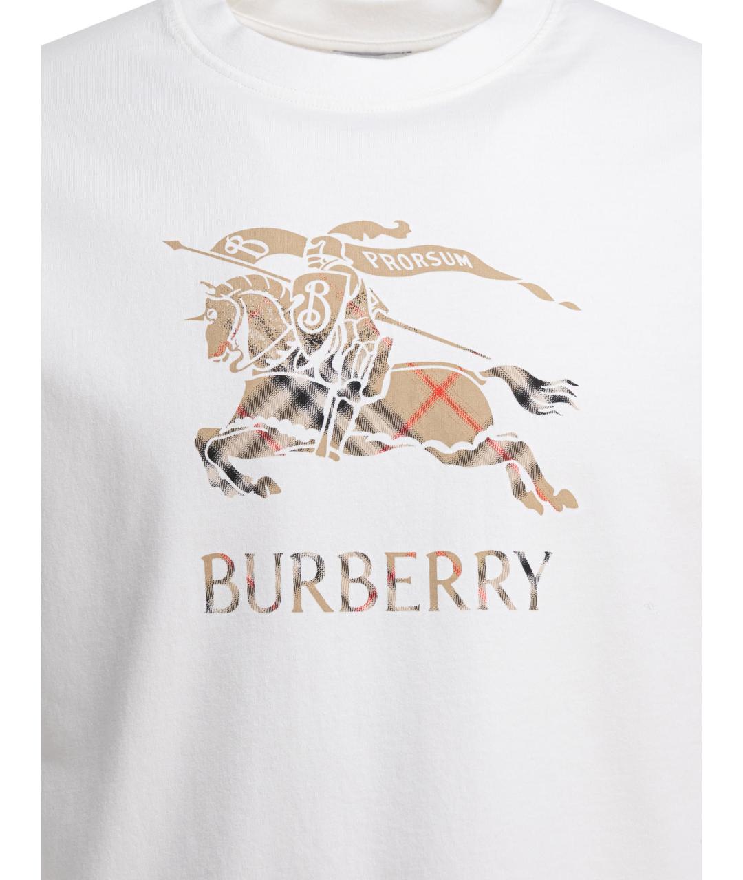 BURBERRY Белая хлопковая футболка, фото 3