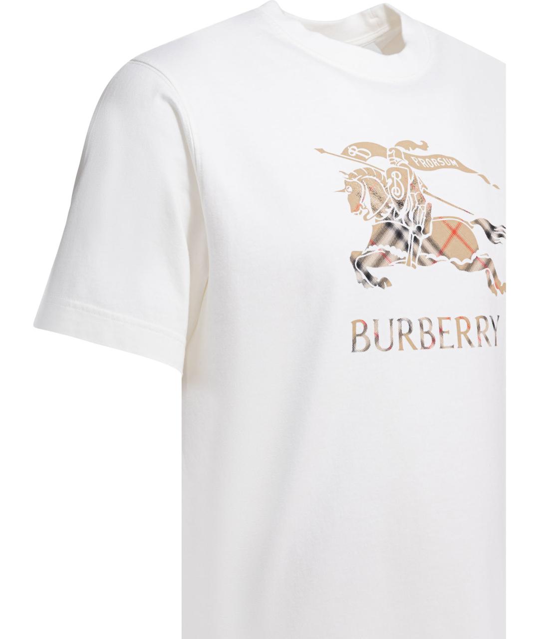 BURBERRY Белая хлопковая футболка, фото 4