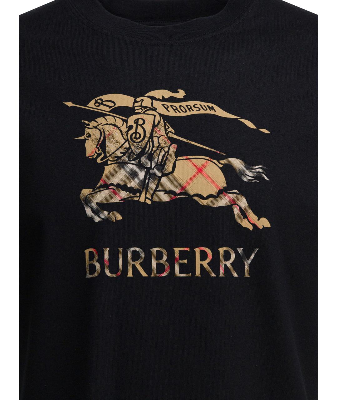 BURBERRY Черная хлопковая футболка, фото 2