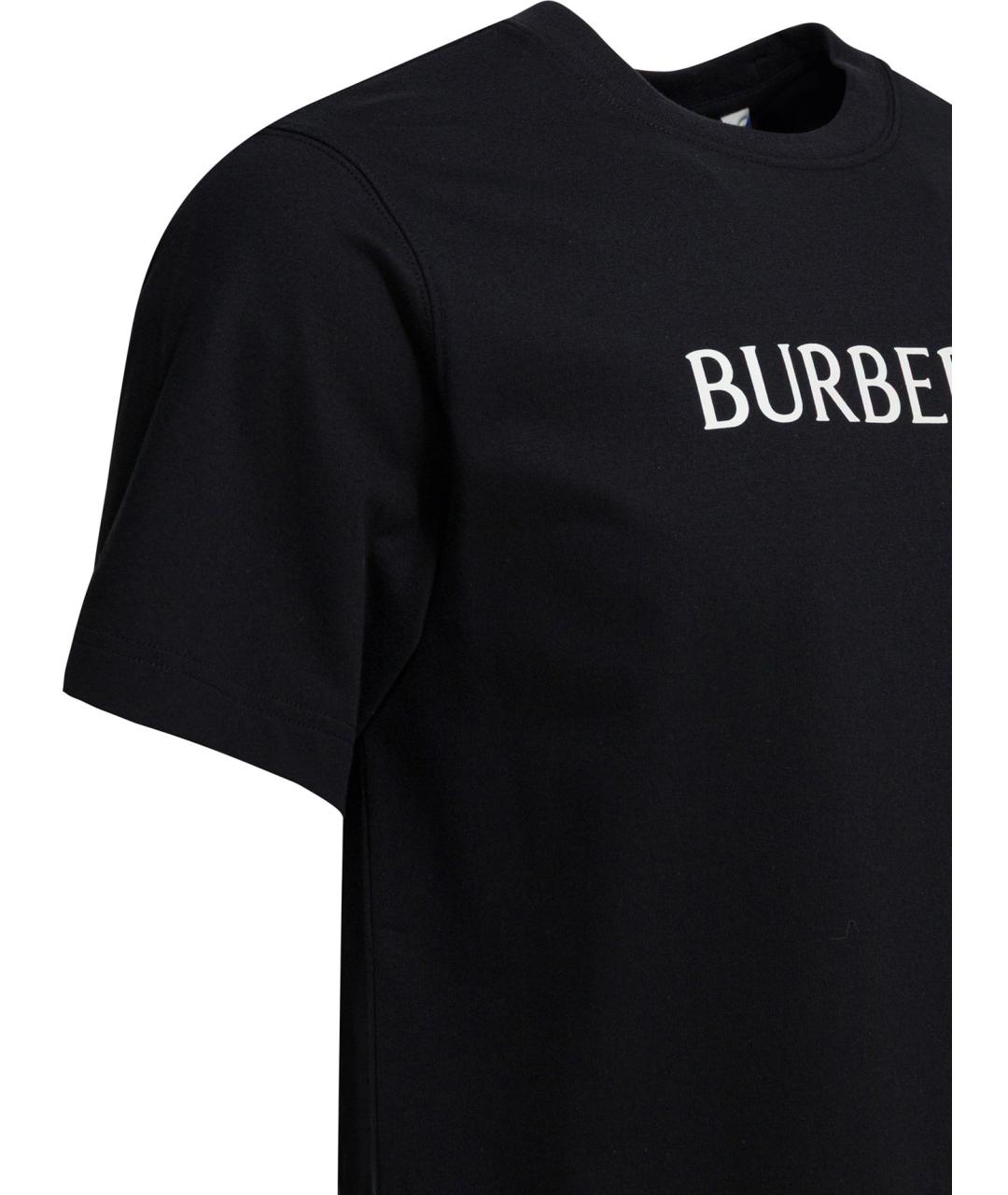 BURBERRY Черная хлопковая футболка, фото 4