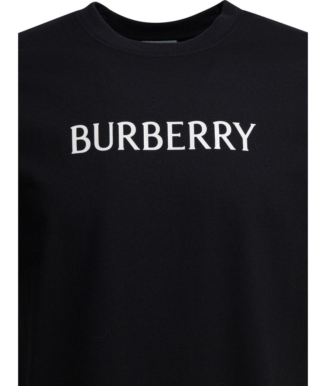 BURBERRY Черная хлопковая футболка, фото 3