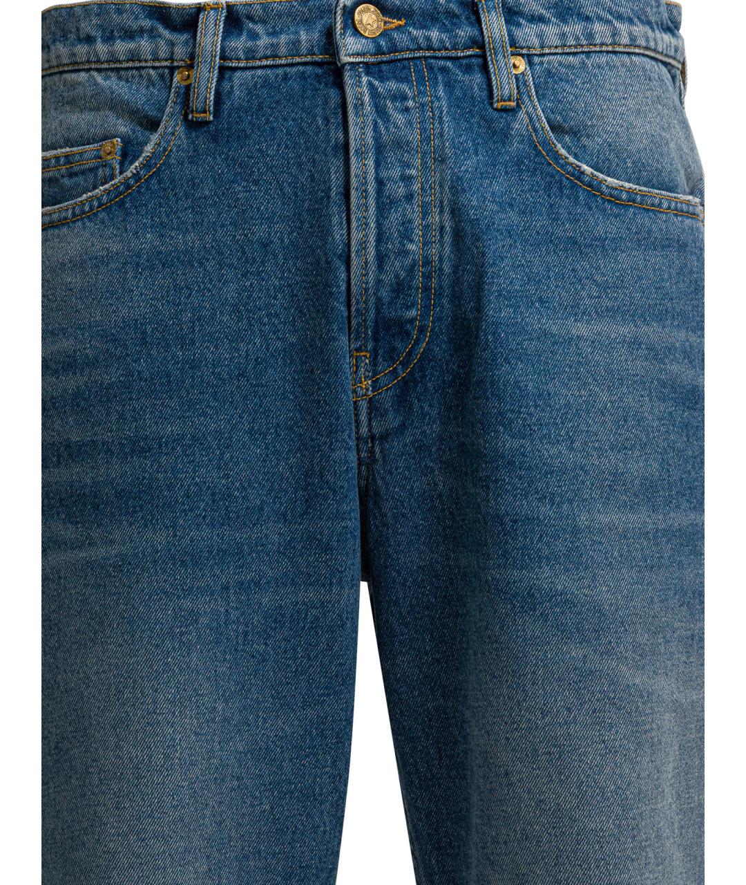 GOLDEN GOOSE DELUXE BRAND Синие хлопковые прямые джинсы, фото 3