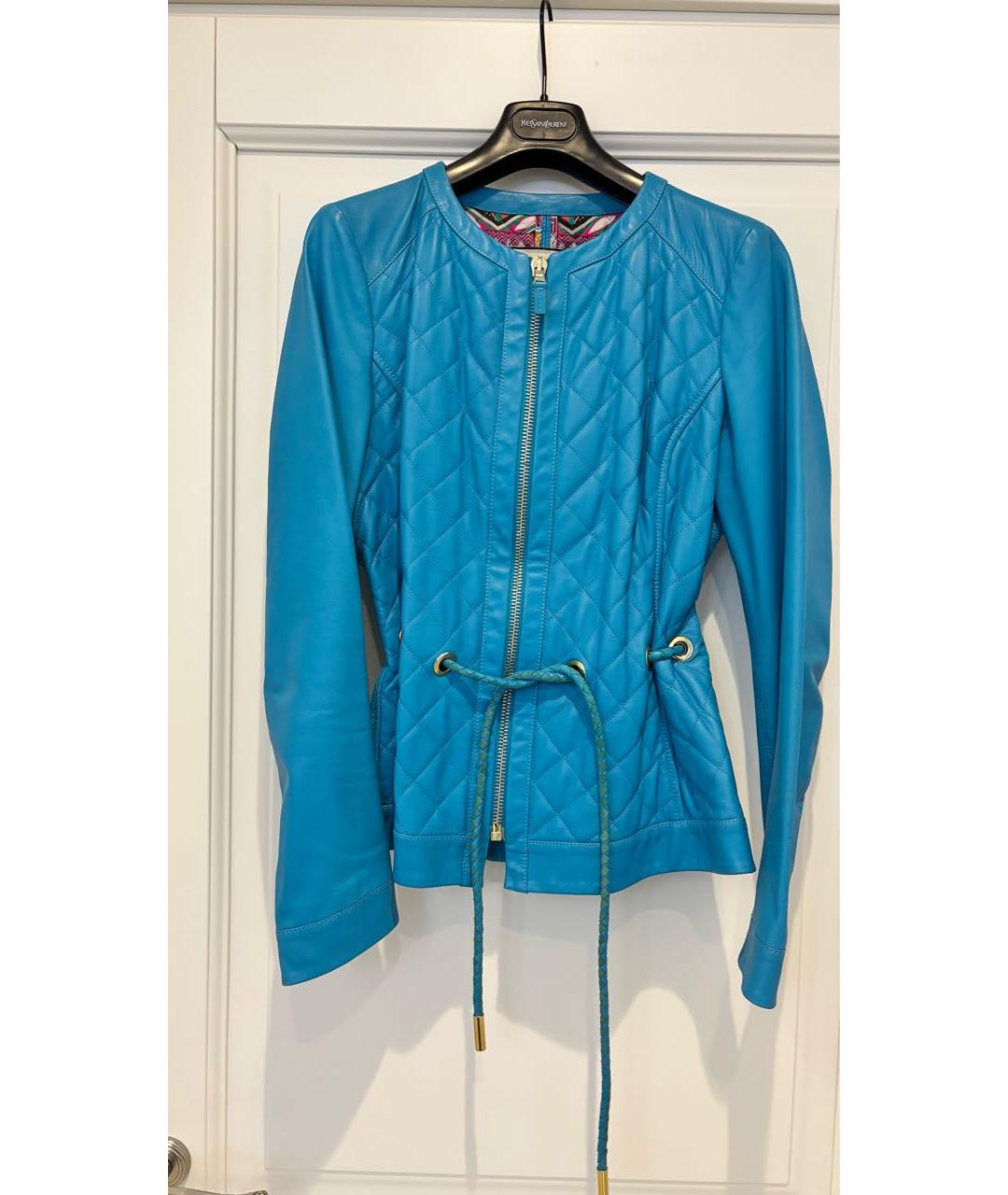 ETRO Бирюзовая кожаная куртка, фото 9