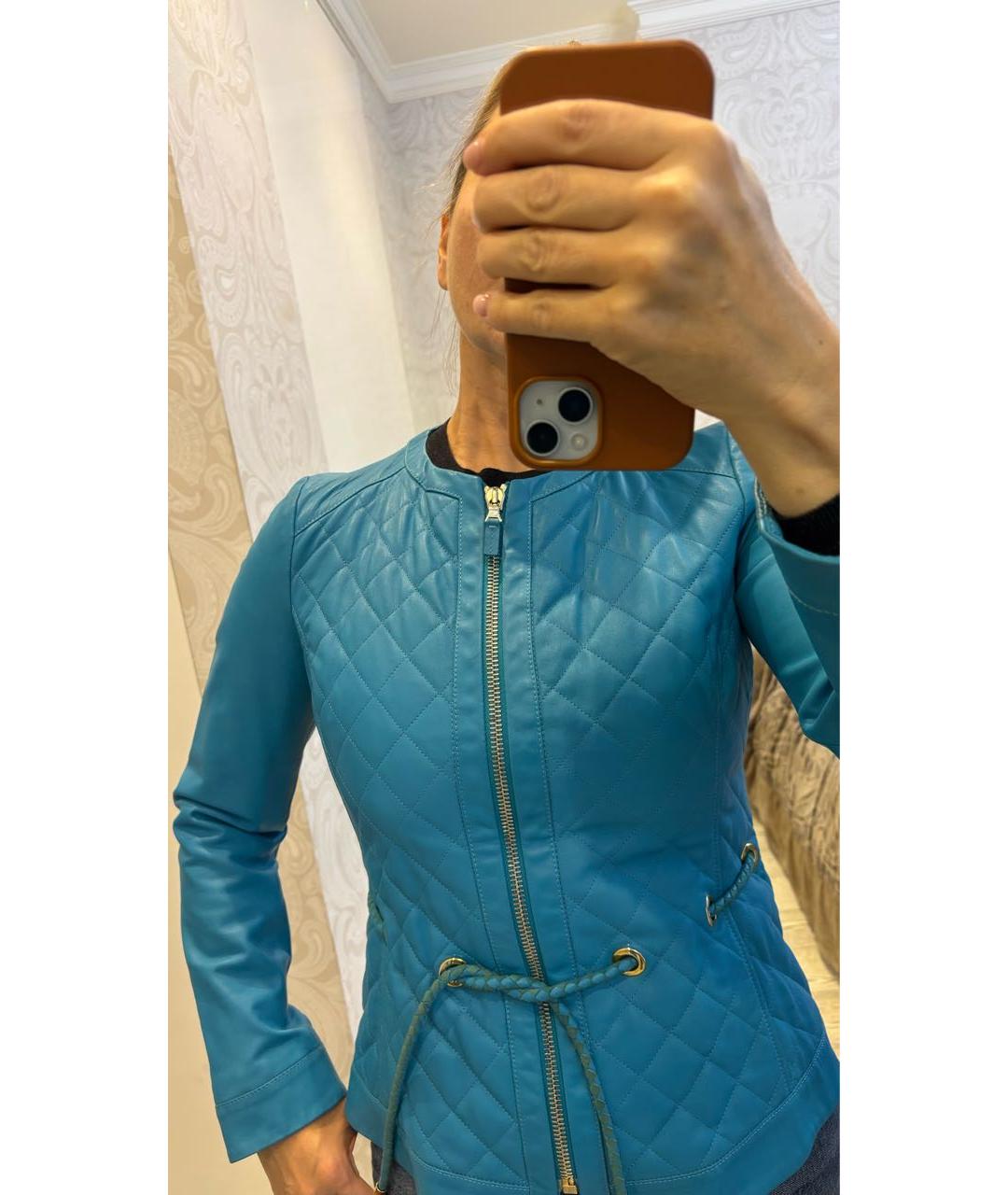 ETRO Бирюзовая кожаная куртка, фото 8