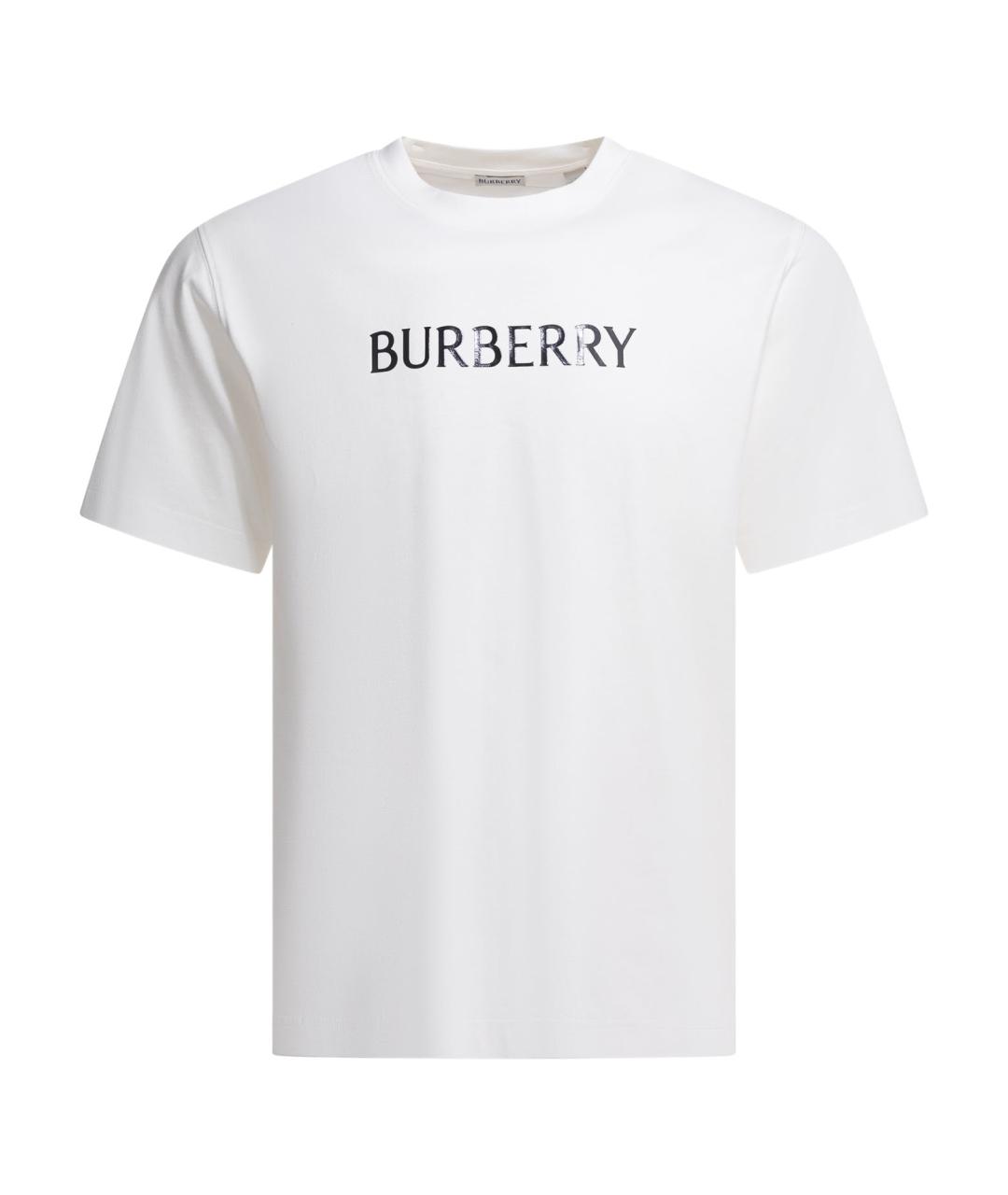 BURBERRY Белая хлопковая футболка, фото 1