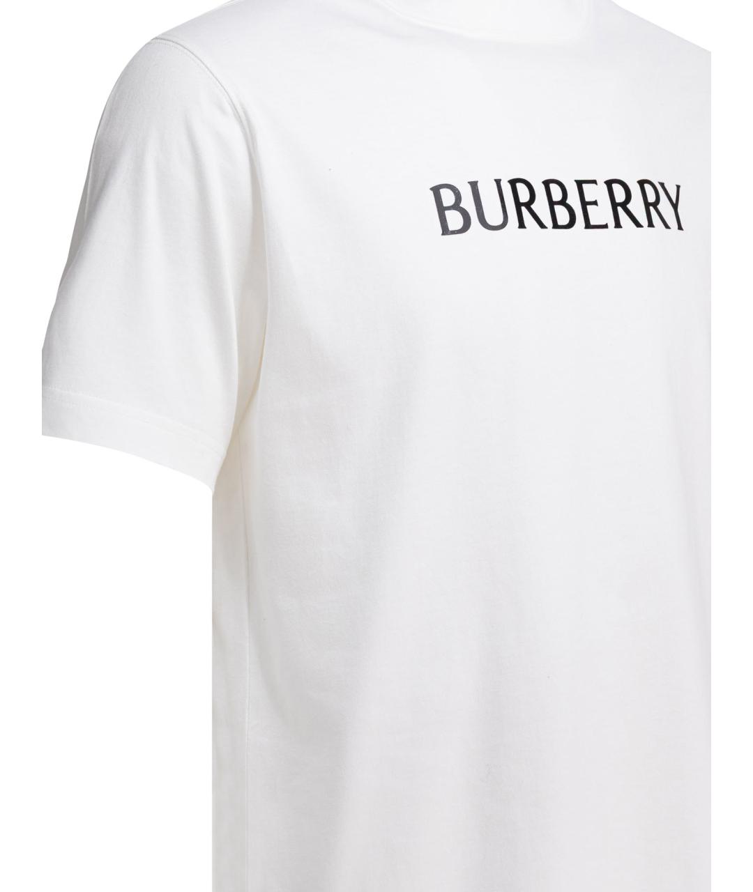 BURBERRY Белая хлопковая футболка, фото 4