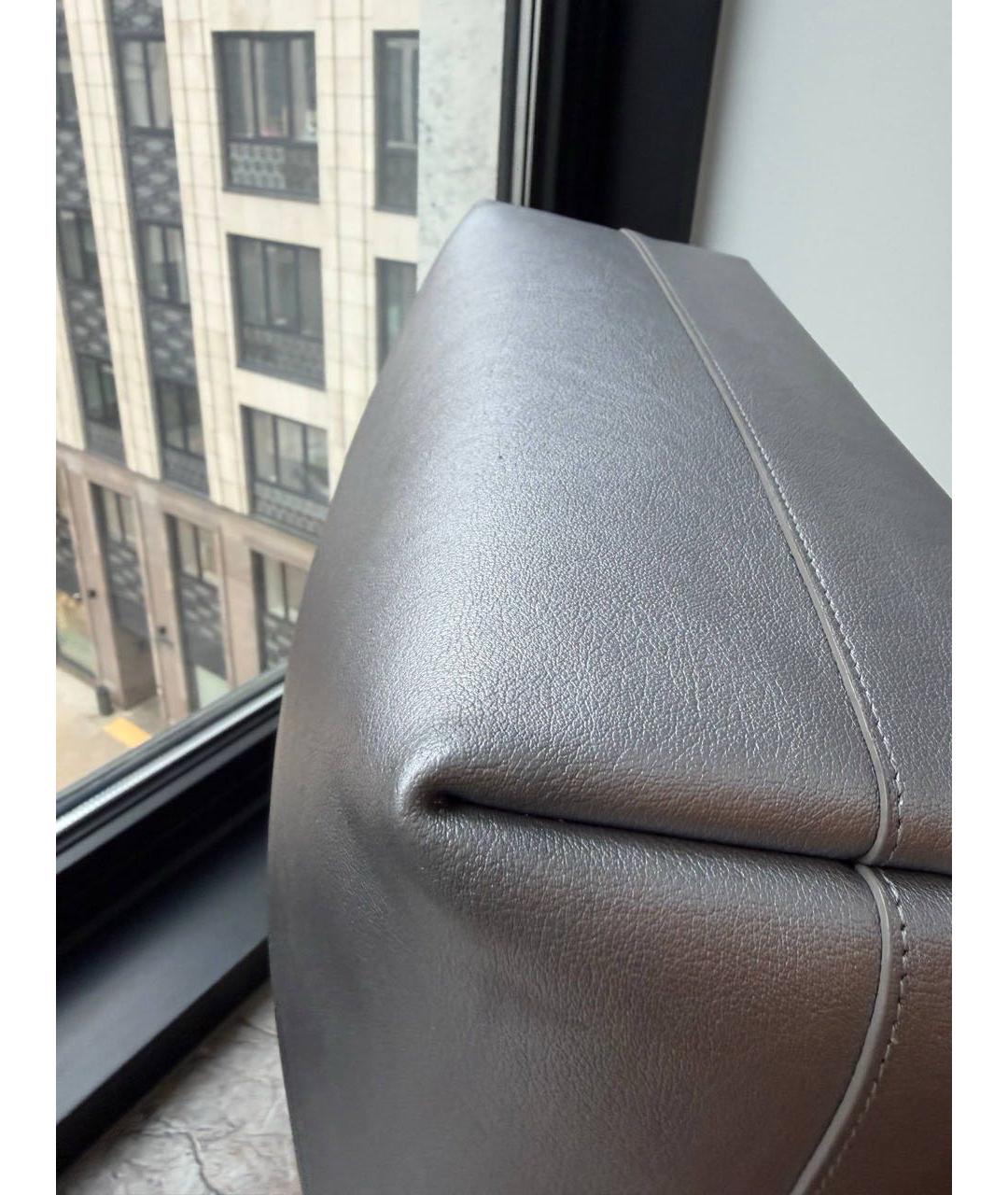 SAINT LAURENT Серебряная кожаная сумка тоут, фото 6