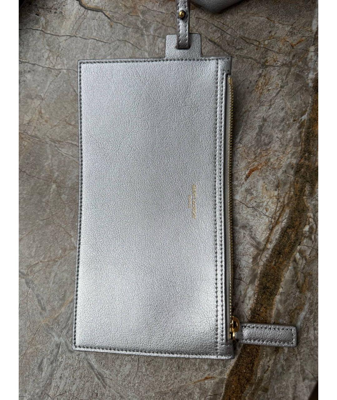SAINT LAURENT Серебряная кожаная сумка тоут, фото 7