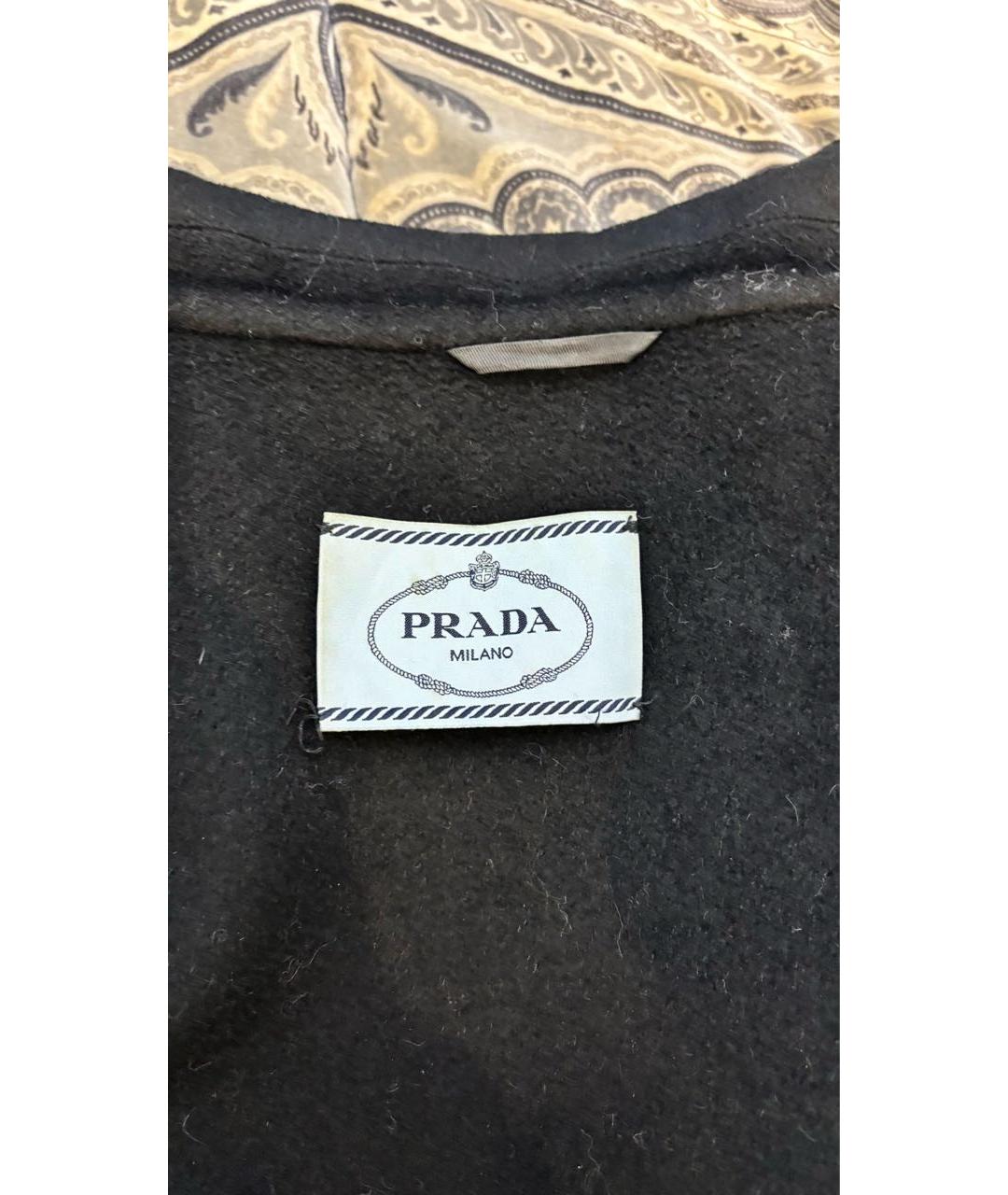 PRADA Черное шерстяное пальто, фото 5